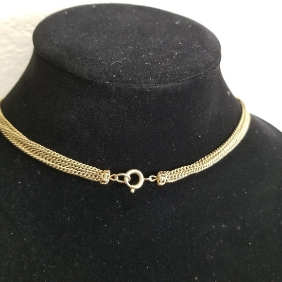 Gold Tone 4 Chain Faux Pearl Cluster Necklace 22" - Picture 3 of 5